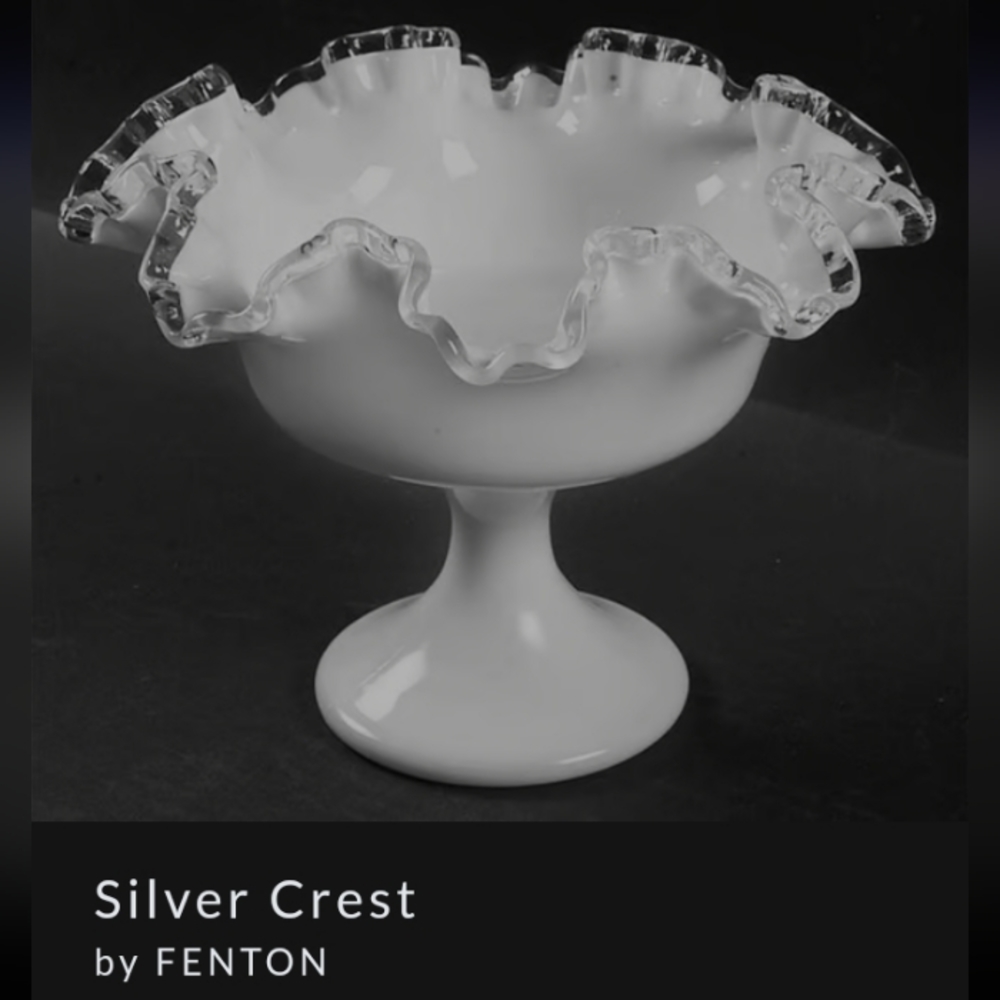 c1941 FENTON SILVER CREST MILK GLASS  COMPOTE ~ 8" T Discontinued Piece